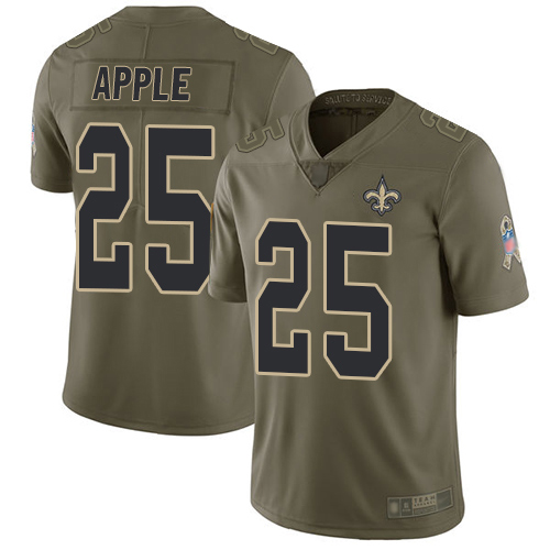 Men New Orleans Saints Limited Olive Eli Apple Jersey NFL Football #25 2017 Salute to Service Jersey